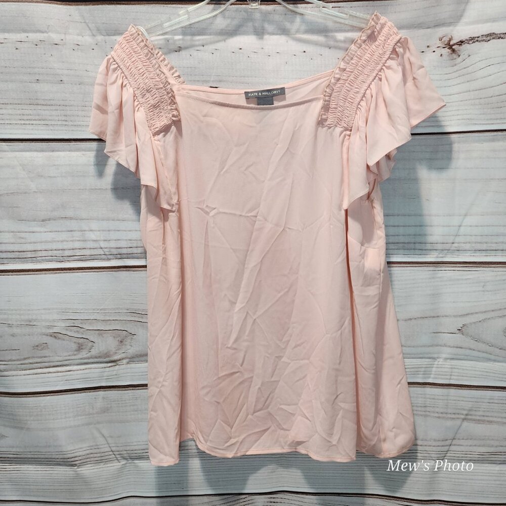 NWOT - Kate & Mallory Ruffle Short Sleeves Peach Color, Sz 1X